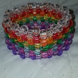 Rainbow opaque pony bead bracelet